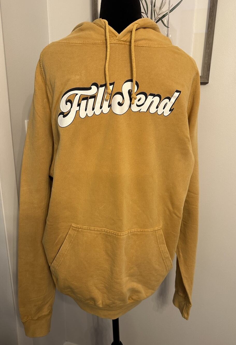 Full Send Golden Yellow Cursive Hoodie XL Kangaroo Pocket Canada Nelk Brothers